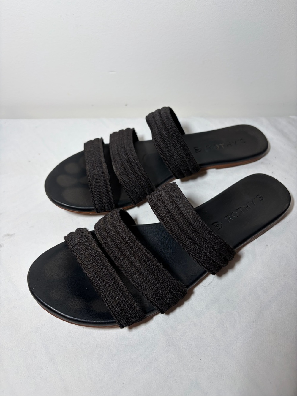 Rothy's Black Triple-Strap Slide Sandals